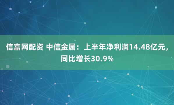 信富网配资 中信金属：上半年净利润14.48亿元，同比增长30.9%