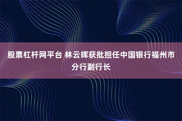 股票杠杆网平台 林云晖获批担任中国银行福州市分行副行长